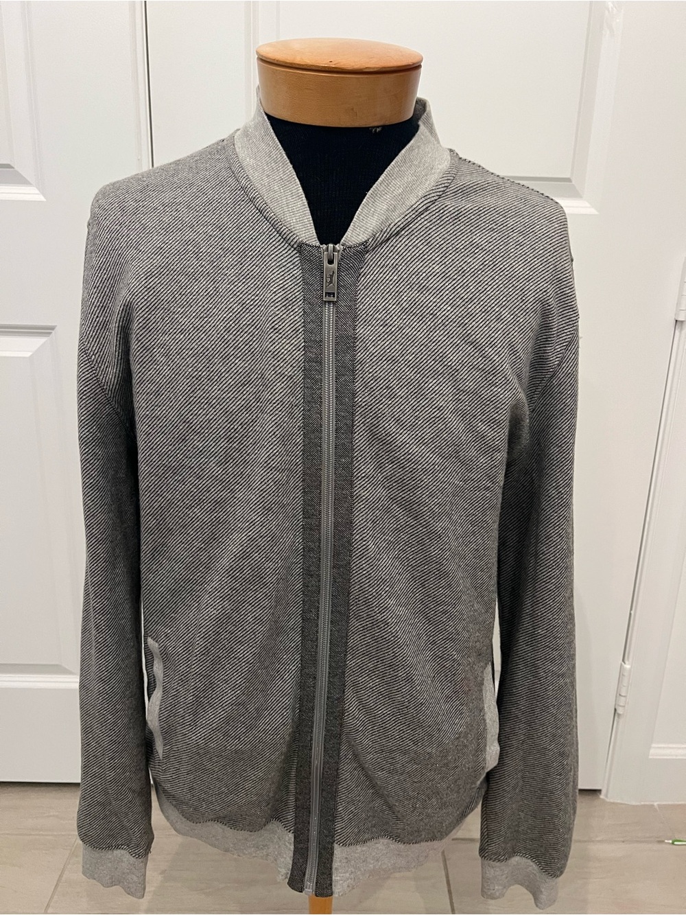 Rodd & Gunn Grey Zip-Up Knit Bomber Sweater
